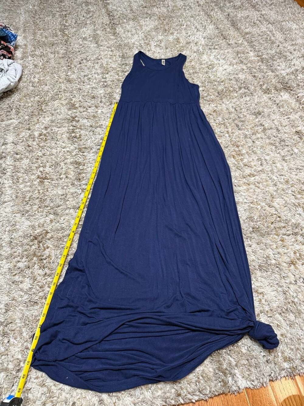 GRECERELLE Maxi Dress Size L Navy Blue Tank Casual Sleeveless